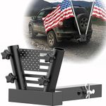 Heavy Duty Dual Flagpole Holder for Truck Hitch - Extended Version | Unique Design, Fits any Vehicle with Standard 2" Hitch Receiver, for any flagpole smaller than 1.32inch