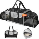 Cat Carrier for 2 Cats, Cat Travel Carrier with Litter Box, Portable 2-in-1 Double Cat Carrier, Pet Travel Carrier with Litter Box for Long Distance Travel