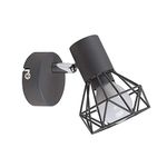 Retro Style Metal Basket Cage Wall Light Fitting in a Pewter Grey Finish