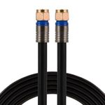 GE RG6 Coaxial Cable, 25 Ft. F-Type Connectors, Quad Shielded Coax Cable, 3 GHz Digital, In-Wall Rated, Ideal for TV Antenna, DVR, VCR, Satellite, Cable Box, Home Theater, Black, 33531