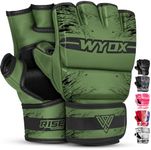 WYOX MMA Gloves Grappling Sparring, Boxing Gloves Men Women Muay Thai Martial Arts Training, Half Finger Adjustable Mitts Wrist Support Kickboxing Gloves, Cage Fighting Punching Bag Gloves