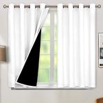 BGment Thermal Insulated 100% Blackout Curtains for Bedroom with Black Liner, Double Layer Full Room Darkening Noise Reducing Grommet Curtain, 2 Window Curtain Panels of 52 x 45 Inch, Pure White