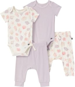 Modern Moments by Gerber Baby Girls' Viscose Bodysuit and Pant Set, Ivory Seashells, 6-9 Months