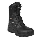 Apache Workwear Men's Combat Safety Boot | UK Size 12 | Composite Anti Scuff Toe Protection | Black Leather High Leg Shoe | Waterproof and Breathable Inner Lining