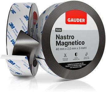 GAUDER Nastro Magnetico Autoadesivo Forte (3m x 40mm) | Strisce Magnetiche con Supporto Adesivo | Nastro Calamitato