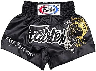 Fairtex Muay Thai Boxing Shorts Size: S M L XL - Shorts for Kick Boxing MMA K1 (Fortune Black, XX-Large)