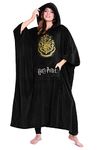 Harry Potter Oversized Blanket Hoodie for Women Men and Teens, Fleece Wearable Blanket (Black Long)