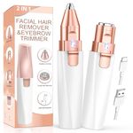 Cleanfly Facial Hair Remover For Women, 2 In 1 Rechargeable Eyebrow Trimmer & Face Hair Remover For Women With Led Light - Electric Hair Trimmer For Women Face & Body