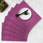 Oasis Home Collection Cotton Reusable Rectangular Place mat - Pack of 6 (Purple)