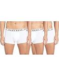 BOSS Mens Trunk 3P CO/EL Three-Pack of Stretch-Cotton Trunks with Logo waistbands White