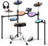 Donner Electronic Drum Set with LED Light Up Quiet Mesh Drum Pads and 9" Cymbals, 150 Sounds, Foldable Drum Kit with USB MIDI, Throne, Headphones, Sticks, 2 Pedal, Christmas Birthday Gifts, DED-70L