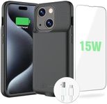 BOPPS 15W Fast Battery Case for iPhone 15/15 Pro, Ultra-Slim Lightweight Powerful 7000mAh Charger Case Rechargeable Anti-Fall Premium TPU Anti-slip Charging Case for iPhone 15/15 Pro 6.inch (Black)