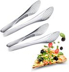 2 Pack Buffet Tongs, Stainless Steel Food Tong Cake Shop Bakery 9Inch and 12 Inch Clamp Clip Silver Kitchen Tongs Salad Tongs for BBQ,Frying,Cooking,Grilling,Ice