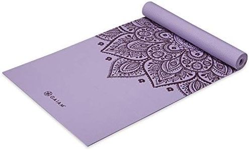 Gaiam Yoga Mat Premium Print Non Slip Exercise & Fitness Mat for All Types of Yoga, Pilates & Floor Workouts, New Lilac Sundial, 5mm