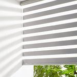 Persilux Cordless Zebra Blinds for Windows (35" W X 72" H, Grey) Free-Stop Dual Layer Roller Windows Shades for Day and Night, Light Filtering Sheer Shades for Home, Easy to Install