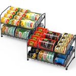 SimpleHouseware 2 Tier Stackable Can Rack Organizer for Pantry Storage, 2 Pack, Black