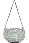 YOUR COZY Women's Sling Crossbody Bags Large Shoulder Shopping Hobo Bag Handbag Top Zip Bags Handmade Messenger Bag (Grey Skull)