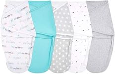 aden + anais, Cotton Knit Baby Wrap, Newborn Wearable Swaddle Blanket, 5 Pack, Starlit, 0-3 Months