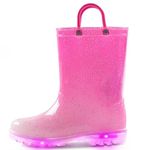 K KomForme Toddler Light Up Rain Boots for Girls Boys Waterproof Rain Boots with Handles Outdoors, Gradient Pink, 10 Toddler