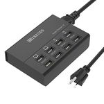 USB Charger, HITRENDS 8 Ports Charging Station 60W/12A Multi Port USB Charging Hub for Multiple Devices (5ft Cord, Black)