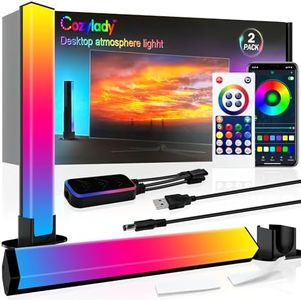 Cozylady LED Light Bars, 11inch RGB LED TV Backlight, Music Sync 2Packs Smart LED Lamps 28cm with Multiple Lighting Effects, Dimmable Gaming LED Desk Light for Gaming Movies PC TV Room Decoration