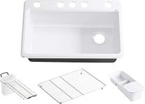 KOHLER K-5871-5UA3-0 Riverby Single Bowl Undermount Kitchen Sink, White