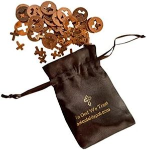 Colonial Depot Pennies from Heaven Gift Set of (25) Cross Pennys (25) Crosses Cut Outs in God We Trust Velvet Pouch Christian Charms for Jewelry Making, Church Gifts, Spread Gods Word USA