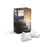 Philips Hue White Ambiance 5.5W Equivalent 25W GU10 LED Smart Bulb, Dimmable/Tunable, Bluetooth & Zigbee Compatible, Voice Activated with Alexa, 2-Pack