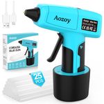 Hot Glue Gun Cordless: 4000mAh Mini Glue Gun with 25pcs Glue Sticks, Heating Fast & Smart Power-Off, USB Rechargeable for Crafting DIY Arts Home Repairs Blue