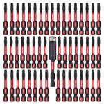 GEINXURN Impact Tough #2 Square 2 in. Insert Driver Bits,50Pack SQ2 Screwdriver Bits Set 2”Long with 1Pcs Impact Bit Holder,Bulk