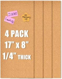 Aitakatta 17x8" Cork Board Tiles Bulletin Board, 1/4" Thick Self-Adhesive Cork Boards for Walls, Cork Tiles Vision Board for Home, Office, School, Bulletin Board Decorations(6mm,4pc)