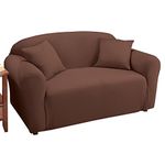 Jersey Stretch Slipcover Furniture Protector Brown Loveseat, Brown, Loveseat