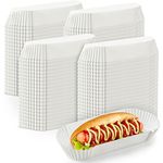 800 Pcs Hot Dog Trays 6 Inch White Paper Hot Dog Liners Fluted Hot Dog Wrappers Rectangular Paper Plate Holders Disposable Hot Dog Boats for Sandwiches Hamburgers Food Stands Takeout Party Supplies