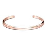 Capital Charms Rose Gold Classic Cuff Unisex Adjustable Bangle Bracelet for Women and Men, Fits 15.5cm to 17cm (Small-RGC)