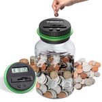 Money Box, 1.8L Counting Coin Jar with LCD Display, Digital Coin Bank Uk Coins Automatic Counting, Adult and Child Safe Money Bank, Money Box Counter As Gift on Christmas, Birthday, New Year's Day