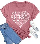 MEESHEEP Women Nurse Life Shirt Nurse Graphic Shirts Nurse Day Gifts Inspirational Short Sleeve Pink