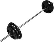 50kg Ez Grip Cast Iron Barbell Weight Set - 150cm Bar + 45kg Iron Weight Plates - Weight Training Exercise Workout Fitness Gym Strength