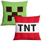 FISAPBXC Minecraft Cushion Cover, 2pcs Minecraft Cushion Cover M-inecraft Cartoon Pattern Decorative Pillow Cover Video Game Throw Pillow Cases Home Decor Birthday Gifts for Girls and Boys