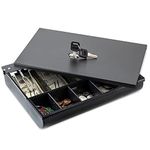 Volcora Cash Drawer Tray with Locking Cover - 11.7 x 10.3 x 2.3 Inch Metal Cash Lock Box with Lid - 4 Bill/5 Coin Money Organizer for Volocara 13" Fully-Removable Cash Drawers - For Business Use