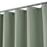 Waffle Weave Fabric Shower Curtain Heavyweight 230 GSM, Hotel Luxury, Machine Washable, Sage Green Pique Diamond Pattern, 71 x 72 inches Decorative Bathroom Curtains