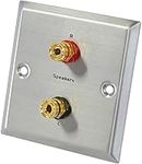 Dynavox Speaker Wall Connection Faceplate Stainless Steel 2 Banana Jacks