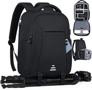 Camera Backpack, Professional Camera Bag for DSLR SLR Waterproof 14 Inch Laptop Backpack with Rain Cover & Tripod Holder Anti Theft Camera Case Large Photography Backpack for Men Women, Black