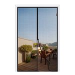 MAGZO Screen Door Magnets Fit Door Size 32 x 80, Durable Fiberglass Door Mesh with Full Frame Hook&Loop for Patio Door-Black