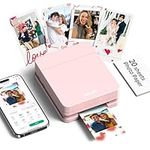 Nelko Photo Printer, PP01 Color Portable Mini Photo Printer, Instant Smartphone Inkjet Sticker Printer, Sticky-Back Photos, for iOS & Android, Picture Printer for Christmas, Fun Editing App, Pink