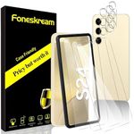 [3+3 Pack] Foneskream Screen Protector for Samsung Galaxy S24 6.2 inch + Camera Lens Protector,Galaxy S24 Screen Protector Tempered Glass,HD Clear Screen Anti-Shatter Anti Scratch Bubble Free