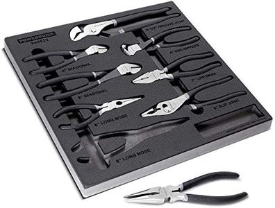 Powerbuilt 8 Piece Master Pliers Set, Long Reach, Diagonal, Slip Joint, Adjustable, Linesman, Groove Joint, End Nippers, Hand Tools Organizer Tray - 949023