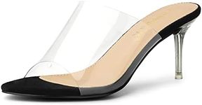 Allegra K Women's Slip-On Clear Strap Stiletto Heel Heels Black Sandals 6 M US