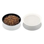 Navaris Elevated Tilted Cat Bowls (Set of 2) - Raised Melamine Food Bowl with Silicone Stand 280ml - Adjustable Angle - Black/Grey and White/Grey