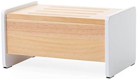 CHILDHOME, 2 en 1 Taburete Escalón de Madera para Niños, Caja de Almacenaje, Antideslizante, Evolutivo, Robusto, Estable, 35 x 23 x 18, Blanco Natural