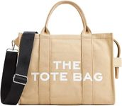MAIRO LIFESTYLE Women Canvas The Tote Bag with Zipper Small Purse Crossbody Bag Top Handle Traveler Handbag (Khaki)